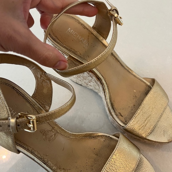 Michael Kors Metallic Gold Wedge Sandals - Picture 8 of 11